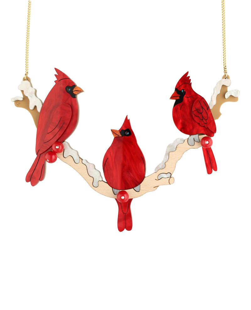 Cardinal Birds Perched Necklace