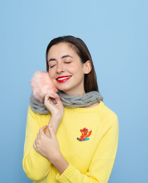 Cat-astrophic Ski Trip Brooch