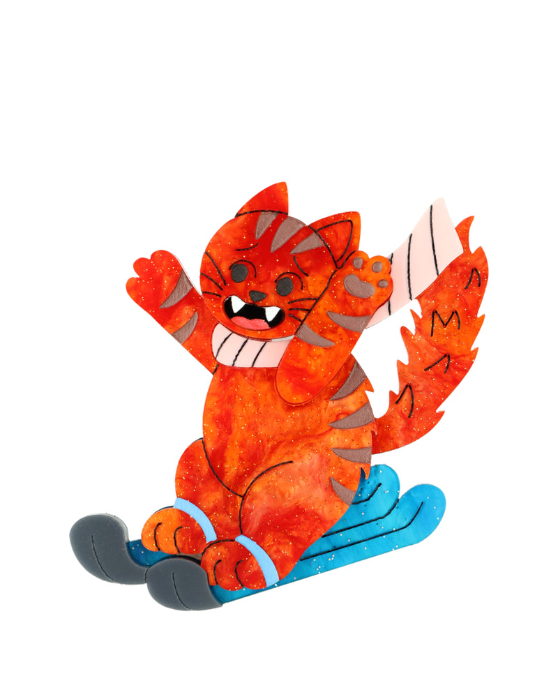 Cat-astrophic Ski Trip Brooch