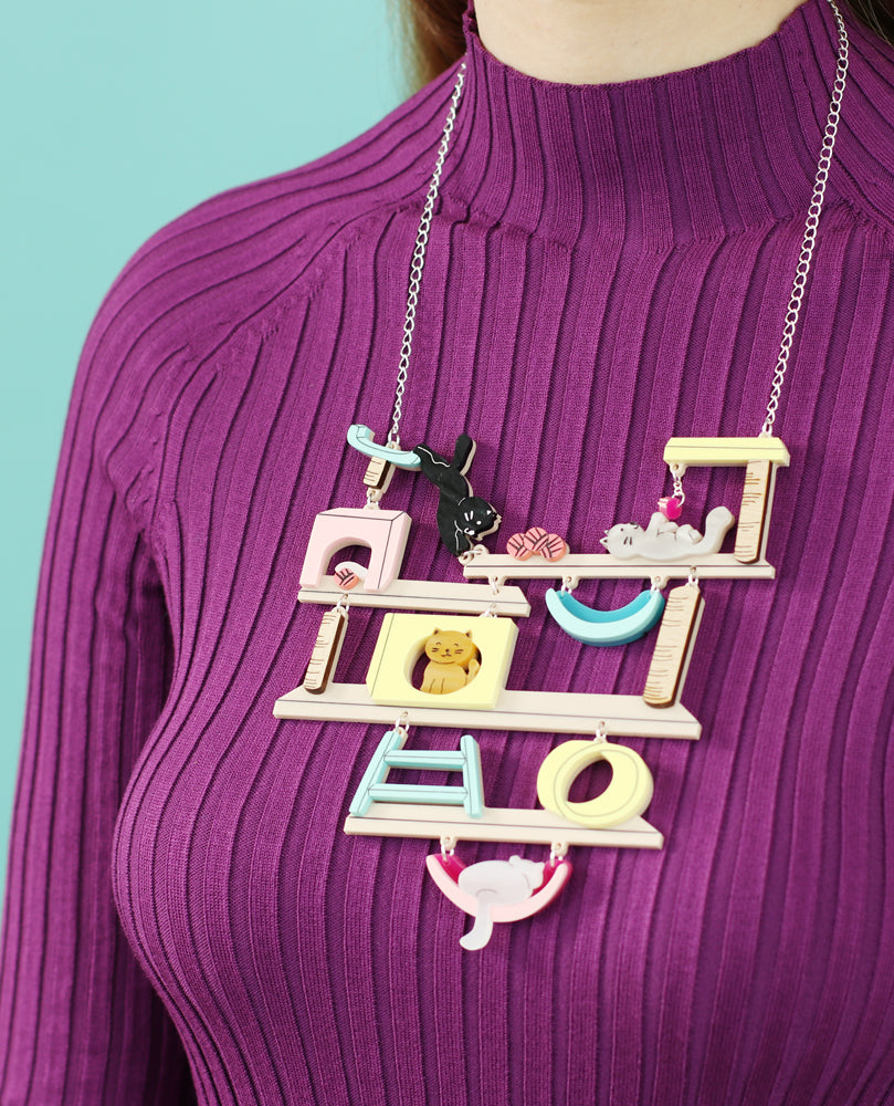 Cat tree statement necklace