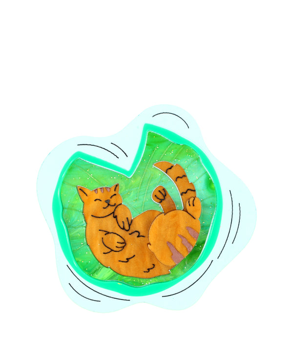 Cat Nap Lily Pad Brooch