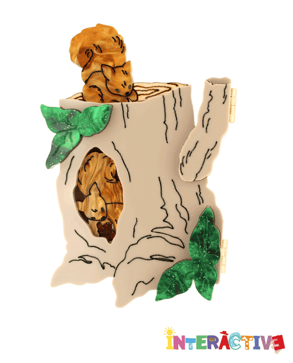 Cheeky Squirrel Hideout Brooch -Interactive-