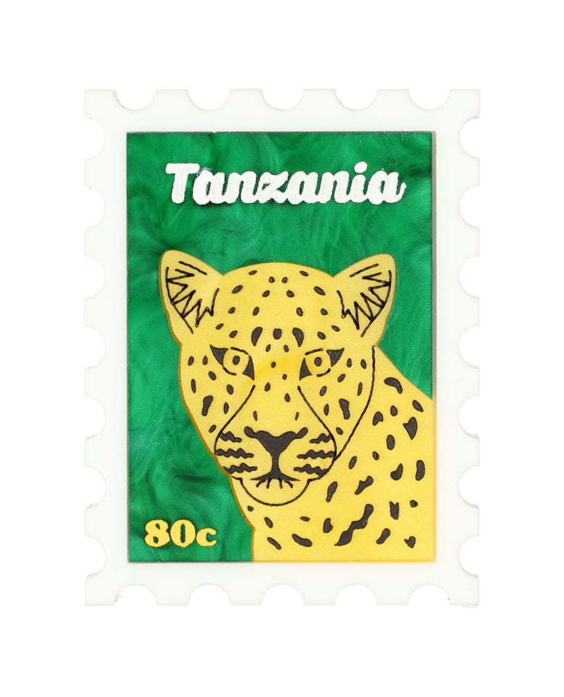 Cheetah in Tanzania Stamp Brooch