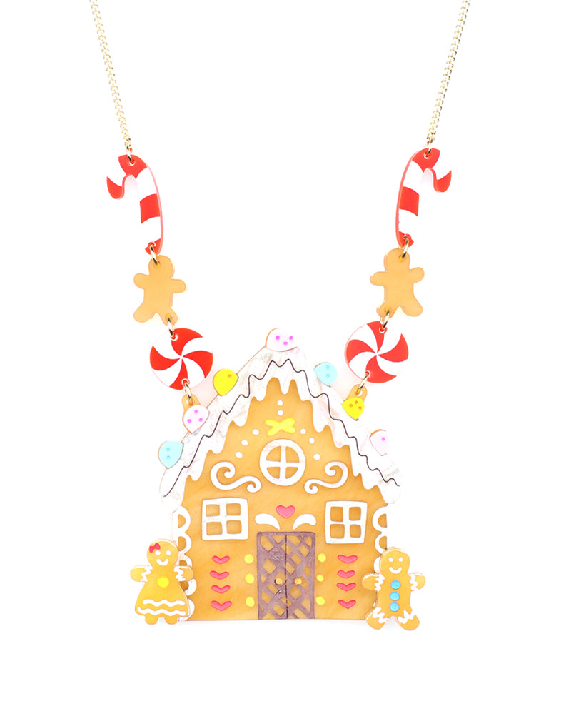 Christmas gingerbread house necklace
