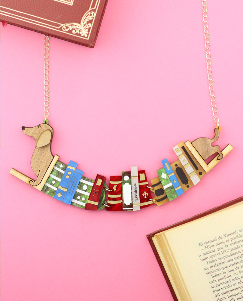 Classic Dachshund bookend necklace