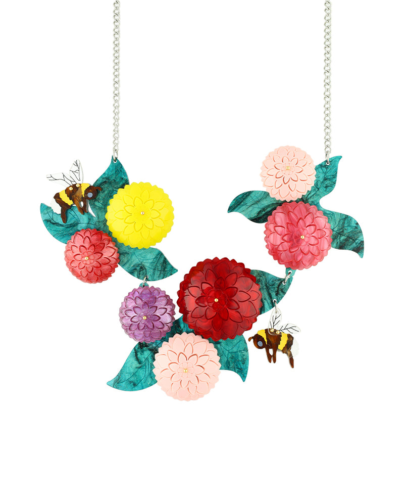 Colourful Dahlias Necklace