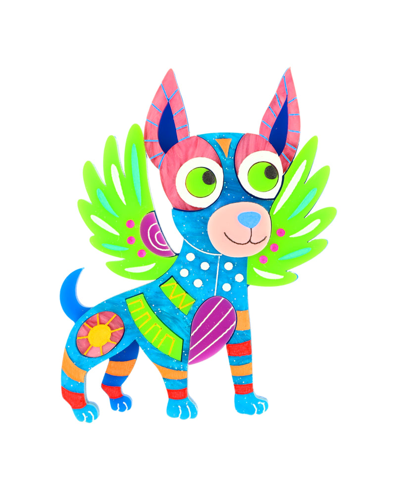 Colourful Alebrije Chihuahua Brooch