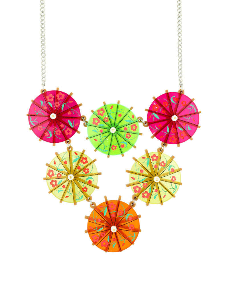 Colourful Cocktail Umbrellas Necklace