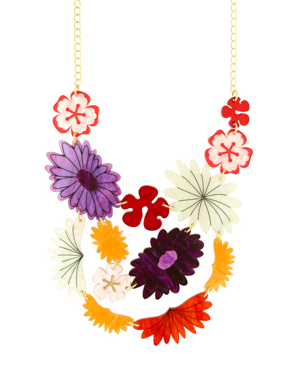 Colourful Haru Yukata Flowers Necklace