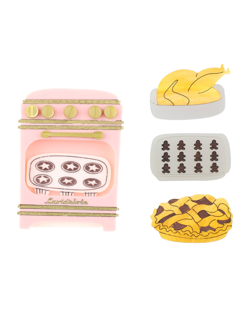 Cooking Christmas recipes brooch Pink