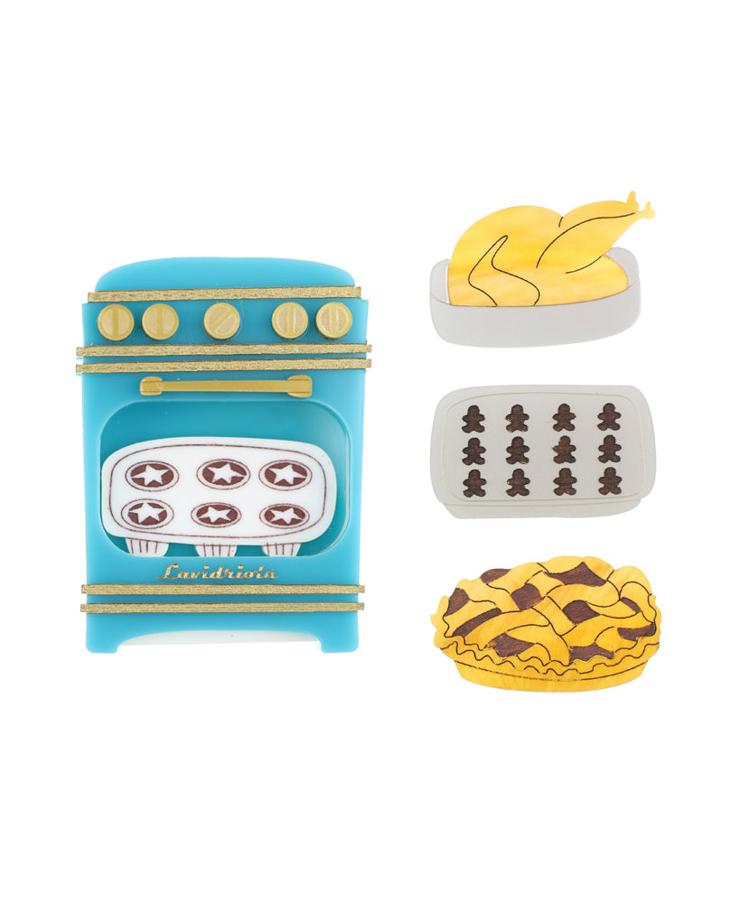Cooking Christmas recipes brooch Turquoise