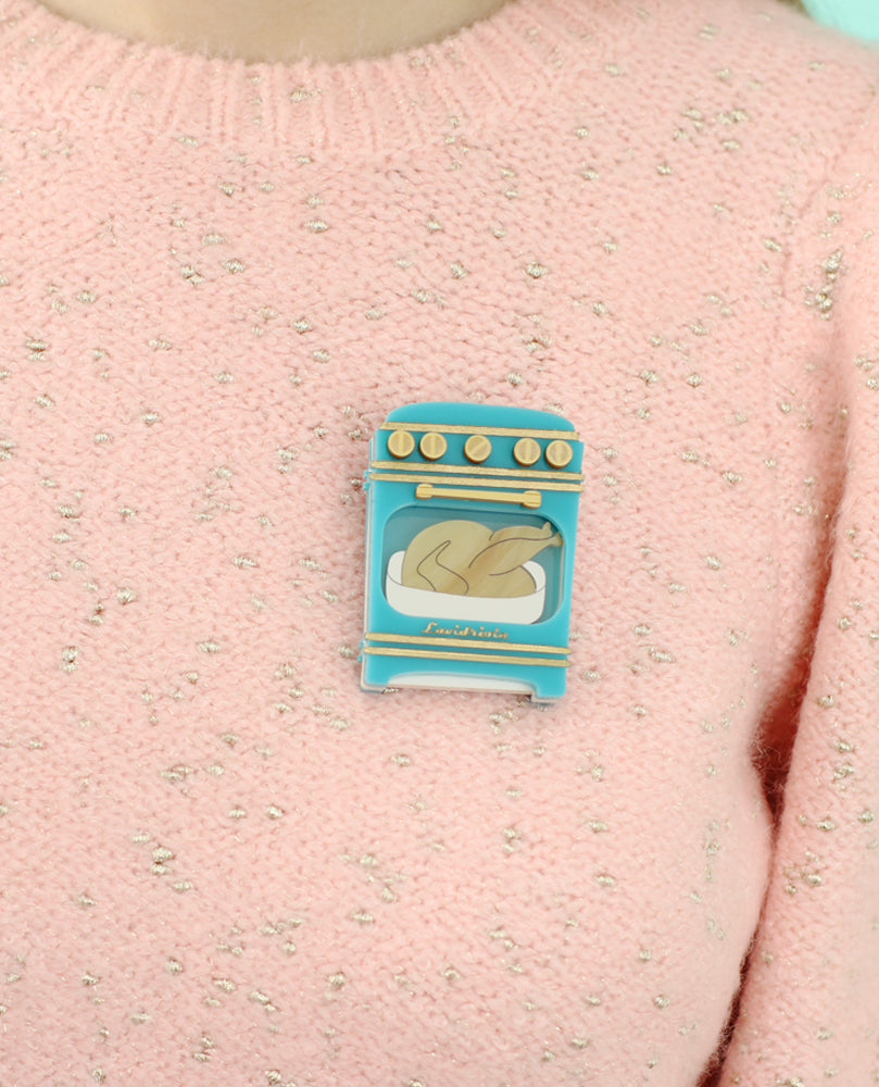 Cooking Christmas recipes brooch Turquoise