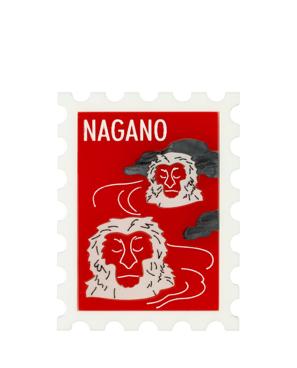 Cosy Snow Monkeys in Hot Springs Brooch