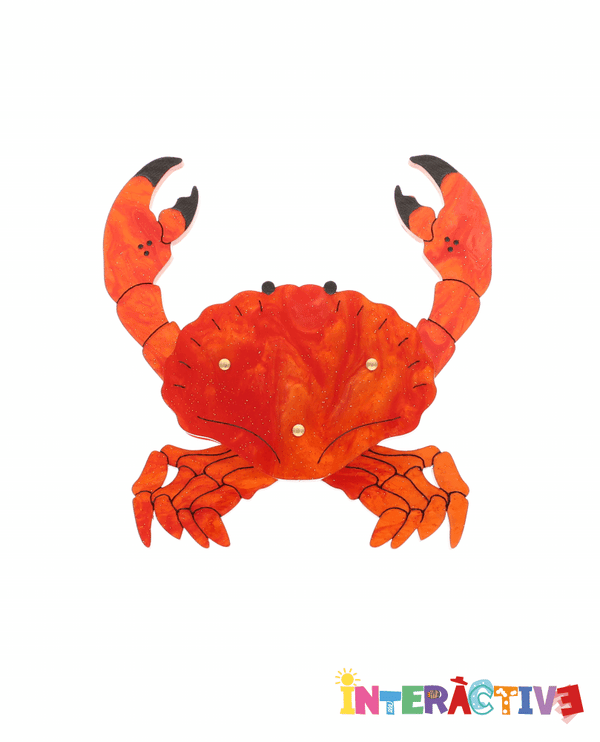 Crab Scuttling Away -Interactive- Brooch