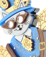 Crazy Steampunk Inventor Cat Brooch -Interactive-