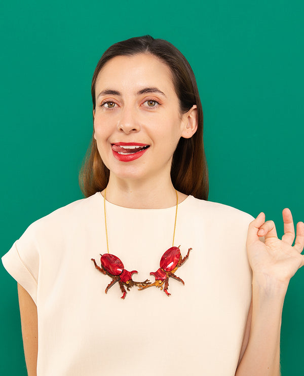 Crimson Beetle Duel Necklace