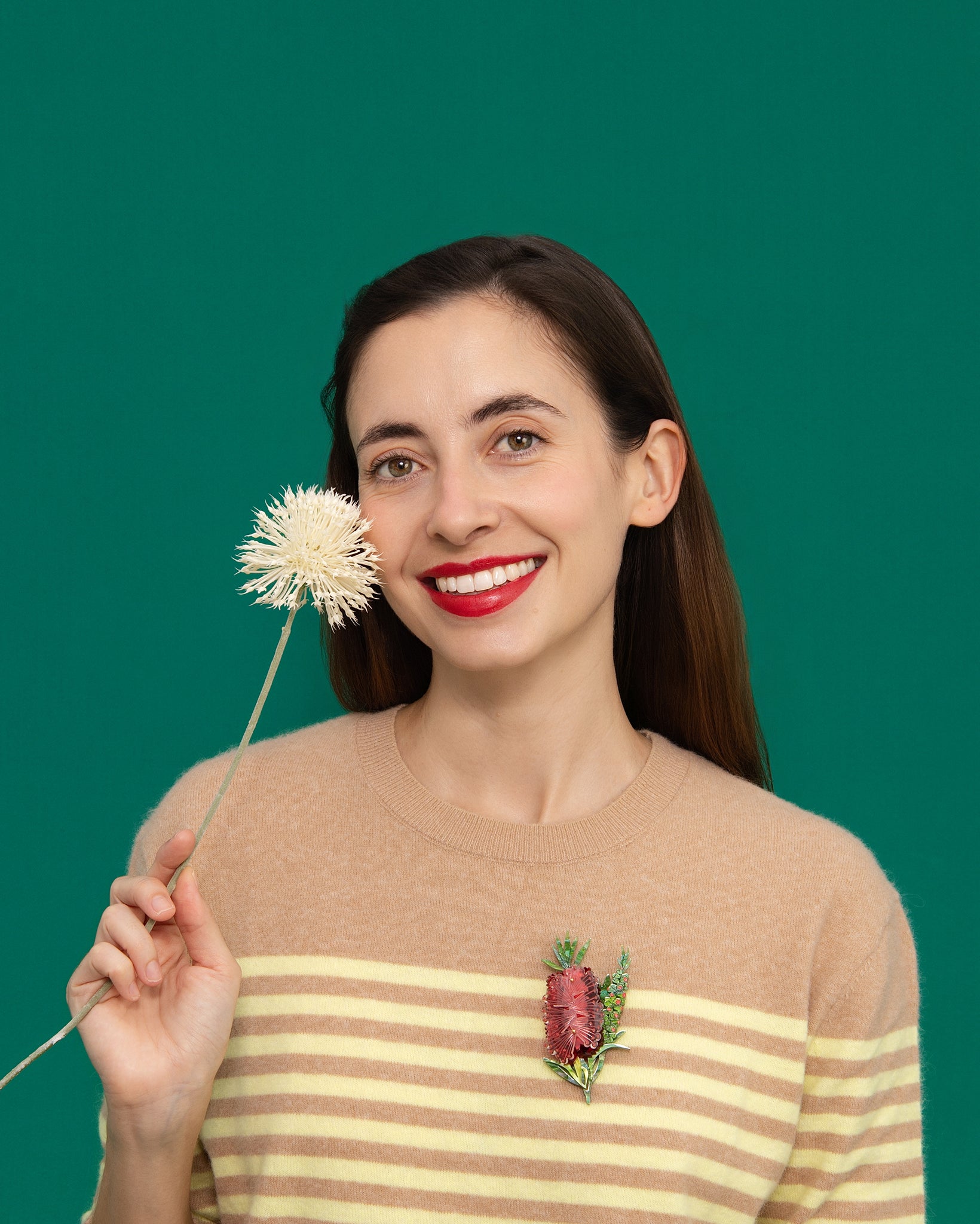 Crimson Bottlebrush Bloom Brooch