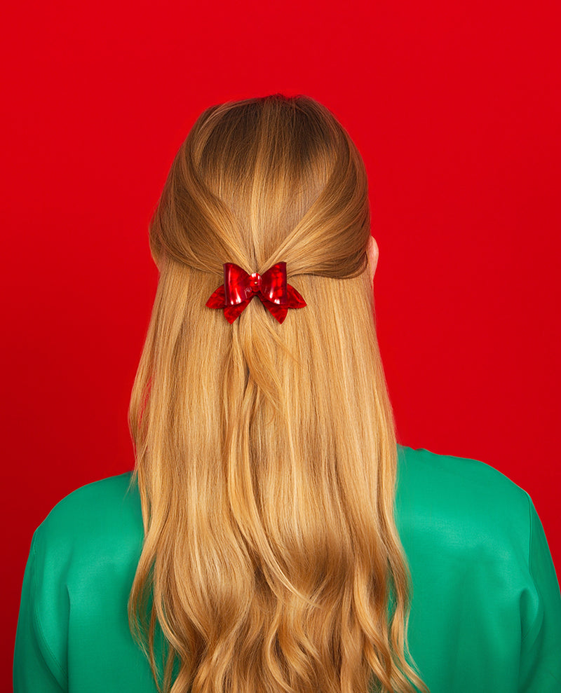 Crimson Bow Hair Clip