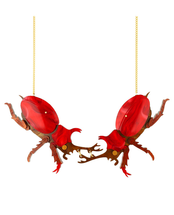Crimson Beetle Duel Necklace