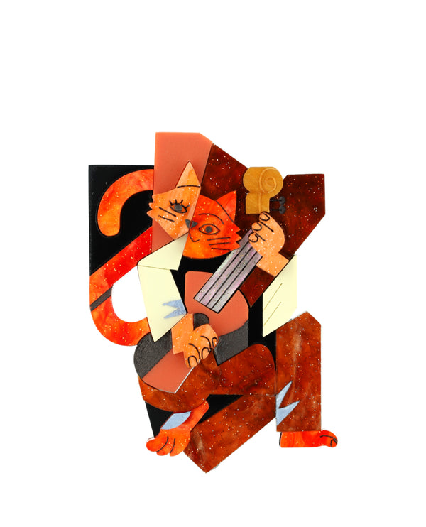 Cubist Views of Cat Brooch