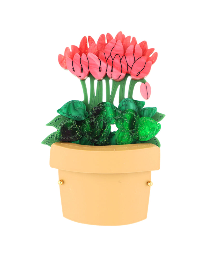 Cyclamen in the Plant Pot Brooch