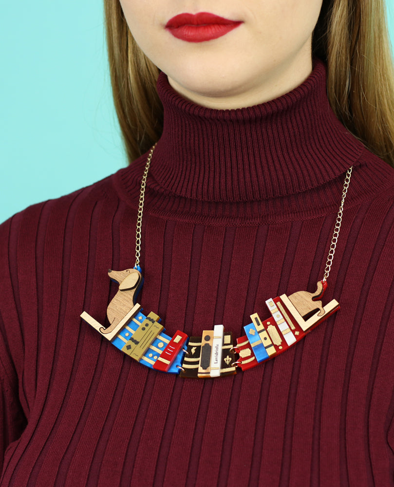 Dachshund bookend necklace