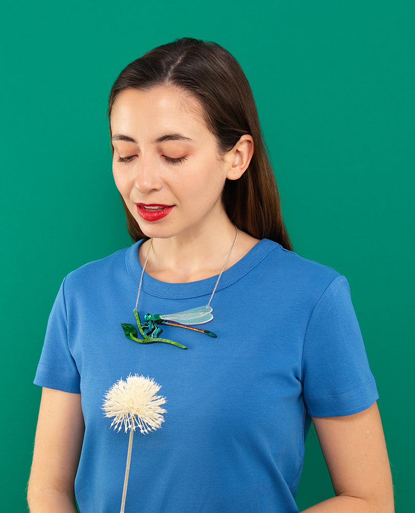 Damselfly Perched Necklace