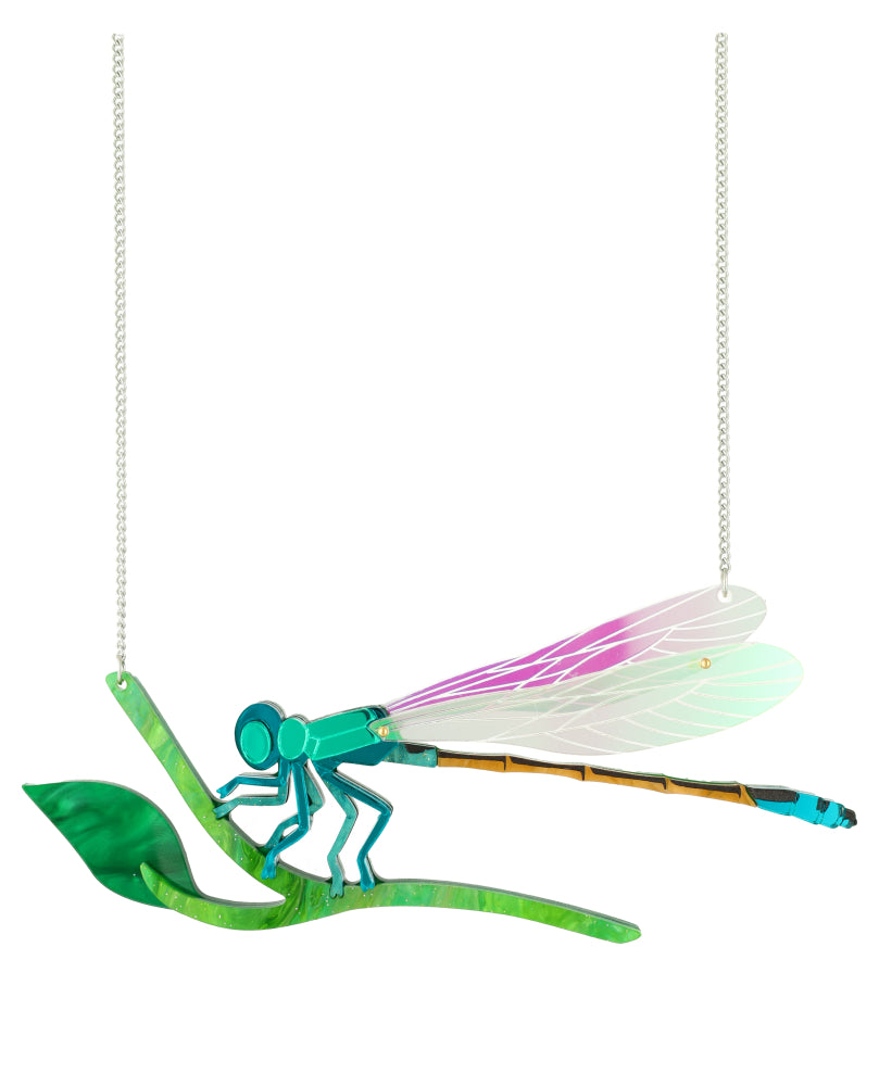 Damselfly Perched Necklace
