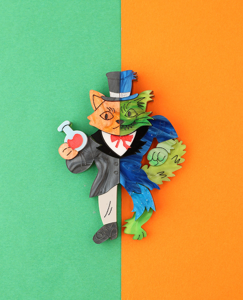Dr Fluffy and Mr Fangs Brooch