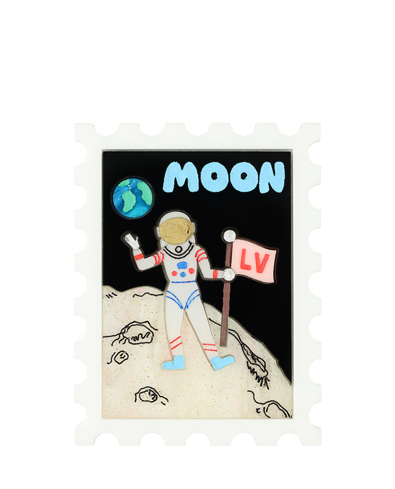 Epic Moon Landing Stamp Brooch