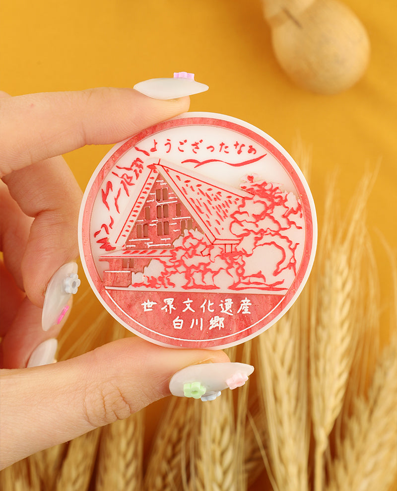 Exploring Shirakawa-Go Eki Stamp Brooch