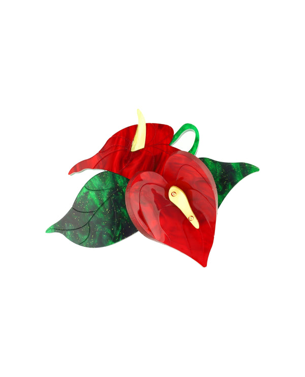 Fancy Flamingo Flower Brooch
