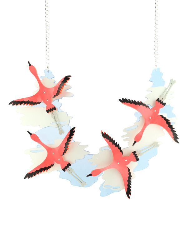 Flamingos Taking Flight Necklace