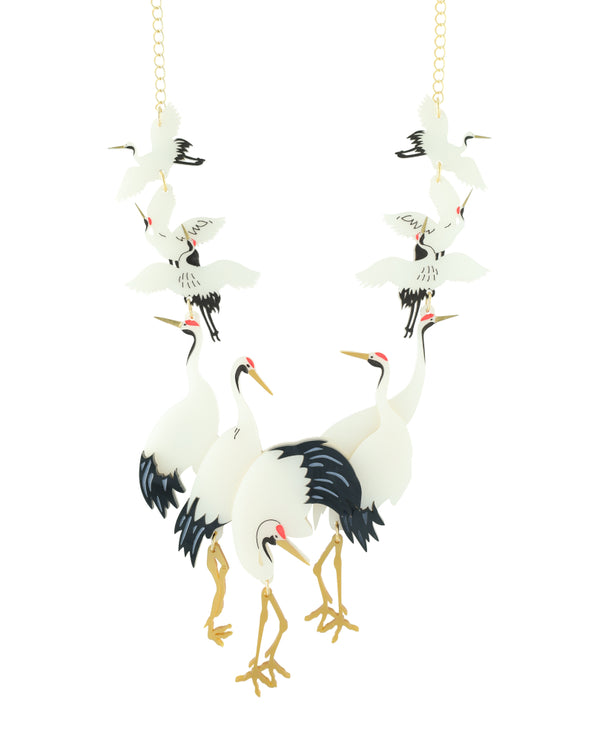 Flock of Cranes Statement Necklace