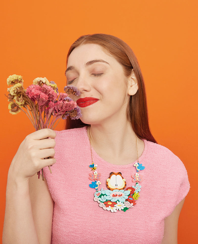 Flowers and Garfield in the Spring Necklace