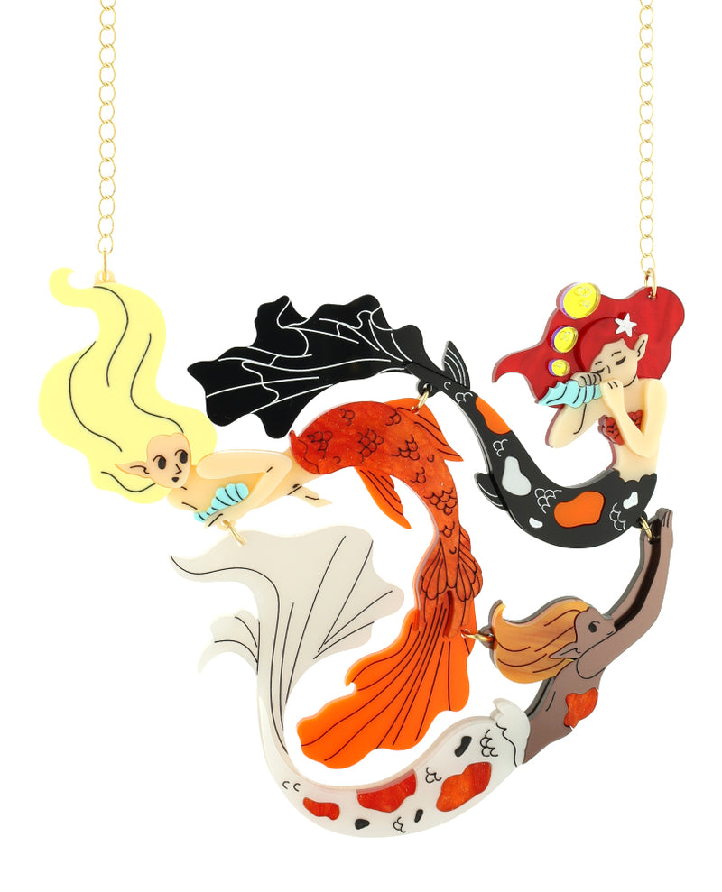 Flowing Koi Fish Mermaids necklace