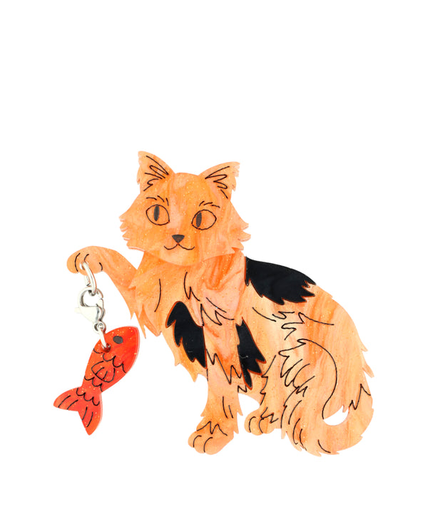 Fluffy Cat Custom Brooch