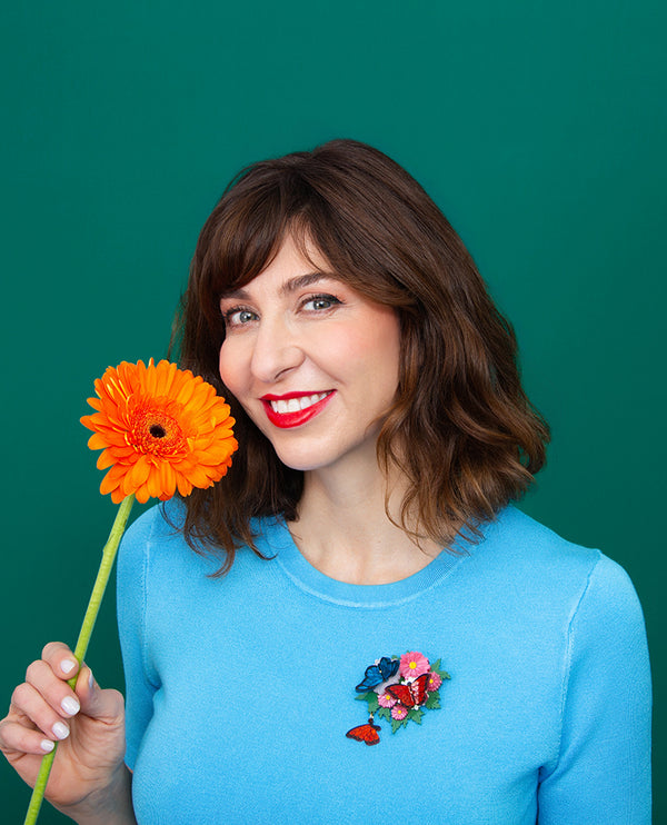 Fluttering on Flowers Brooch