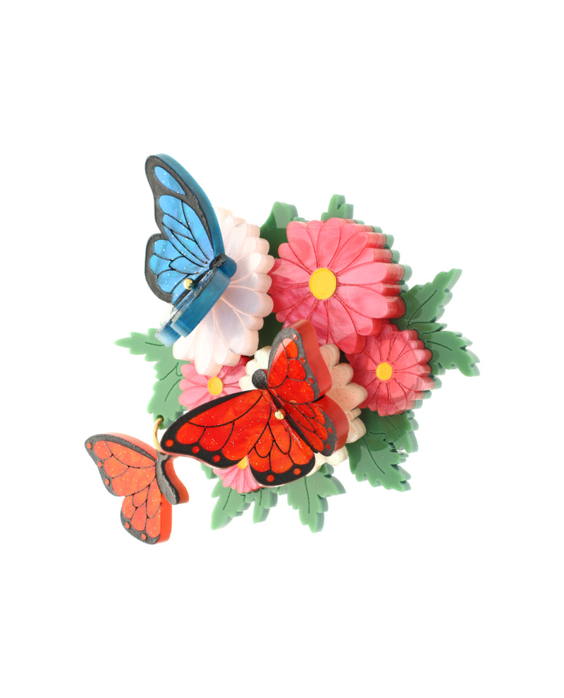 Fluttering on Flowers Brooch