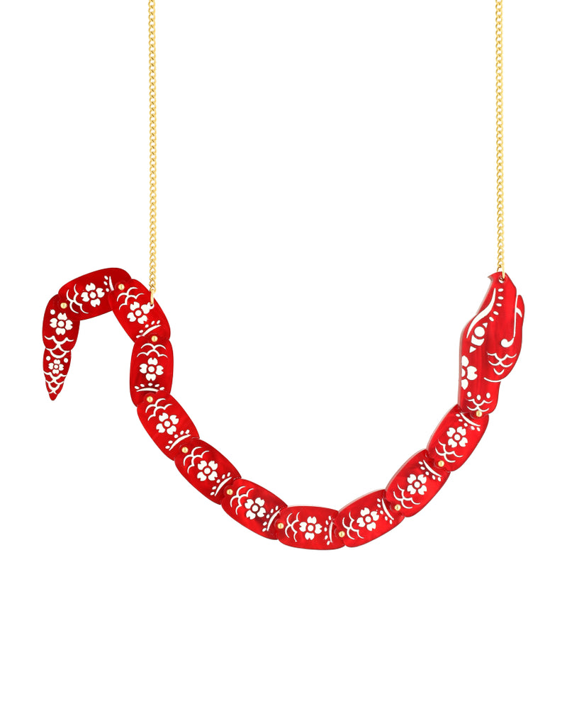 Flying mystical snake necklace