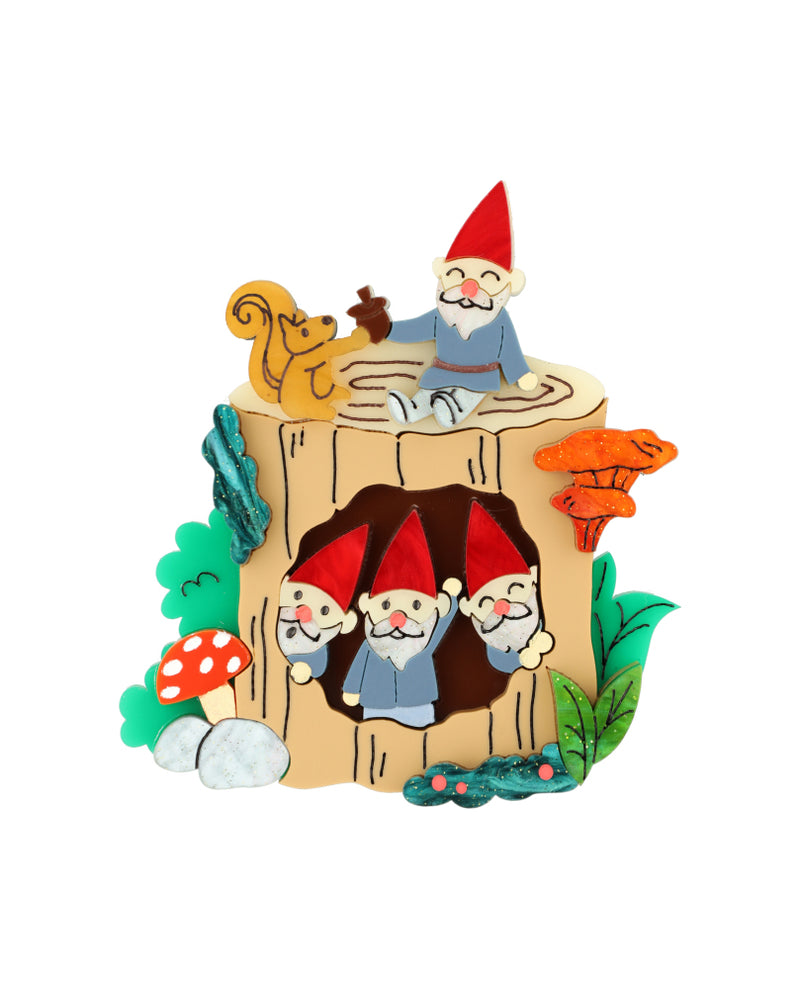 Forest Gnomes in the Woodland House Brooch