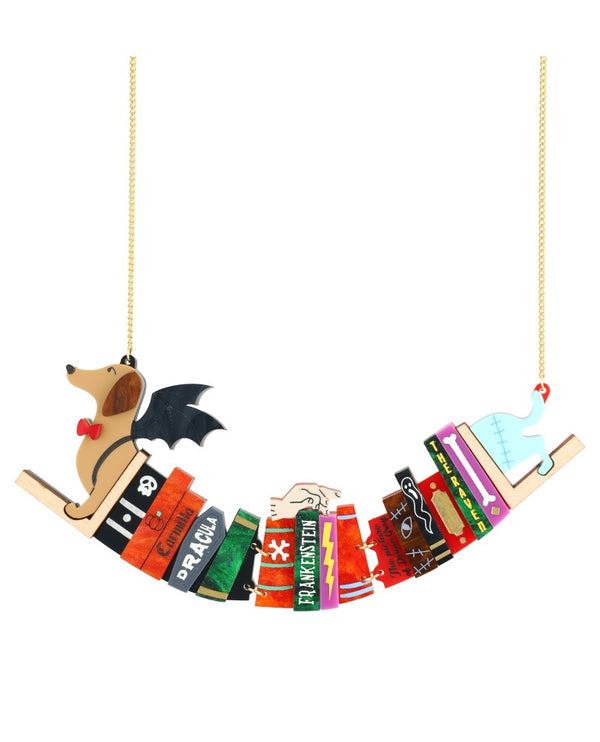 Frightening Reads! Dachshund Bookend Necklace