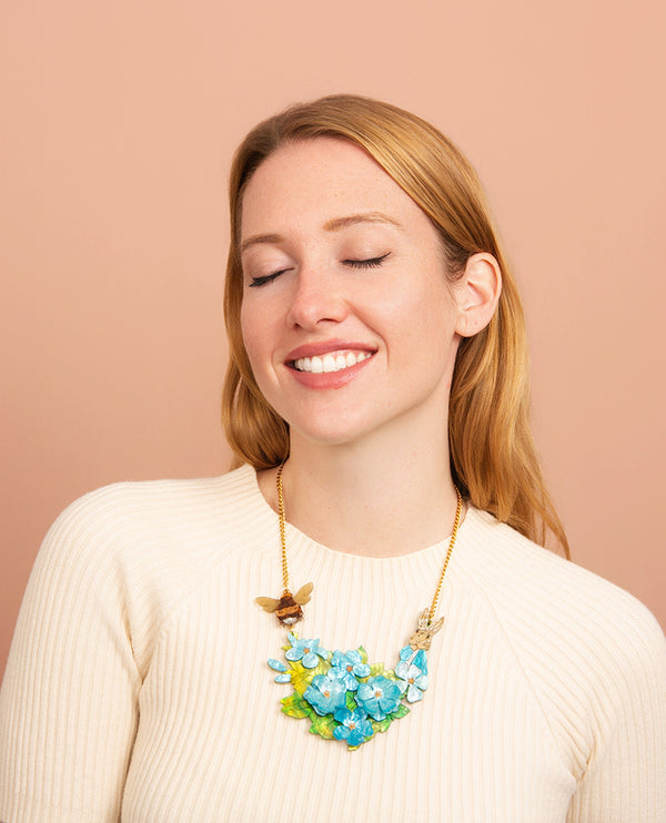Frolicking in the Blue Flowers Necklace