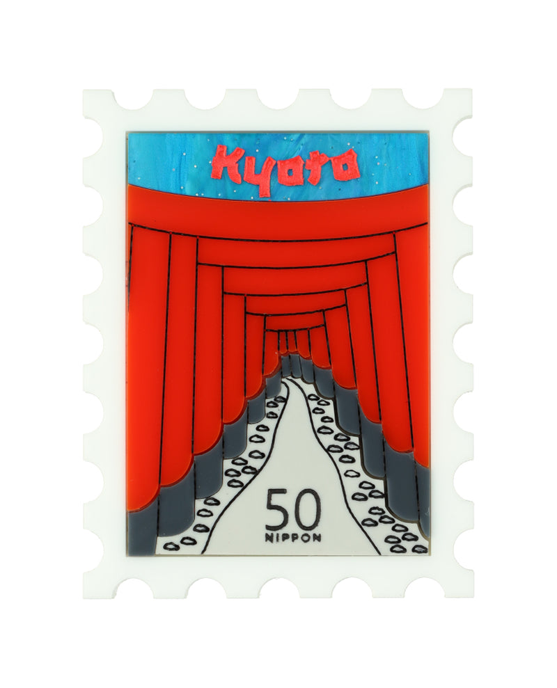 Fushimi Inari-taisha in Kyoto Stamp Brooch