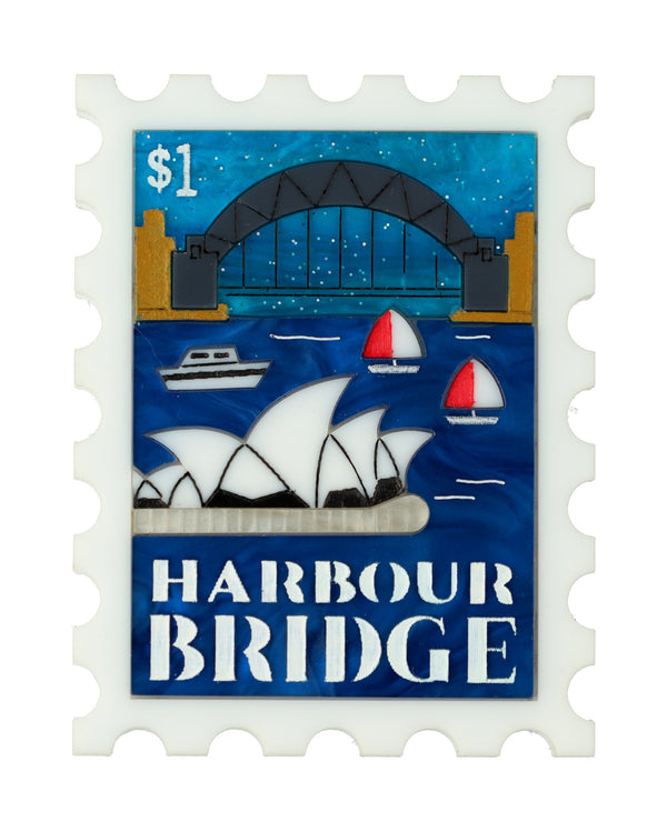 G’day from Harbour Bridge Stamp Brooch