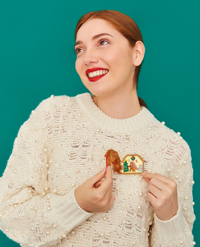 Gingerbread House Magic Statement Brooch -Interactive-