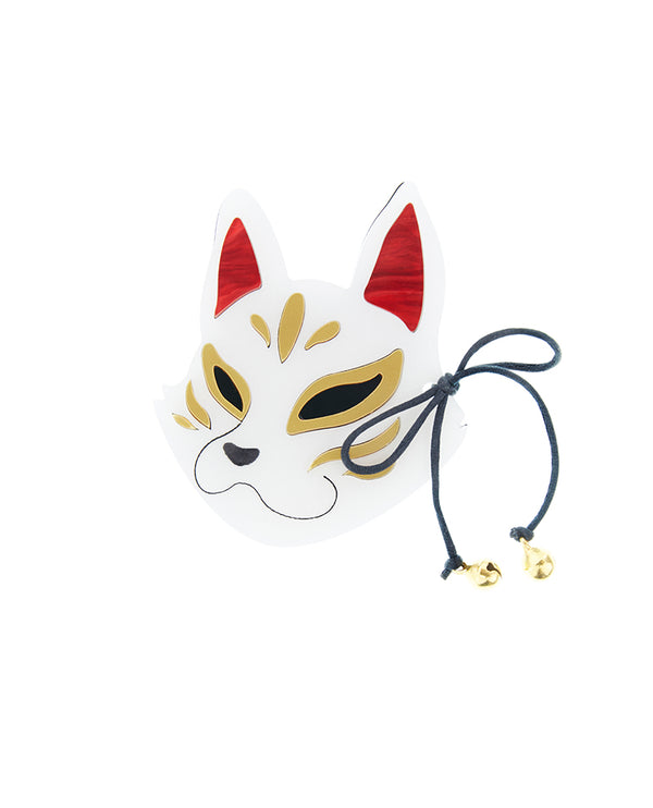 Golden Kitsune Mask Brooch
