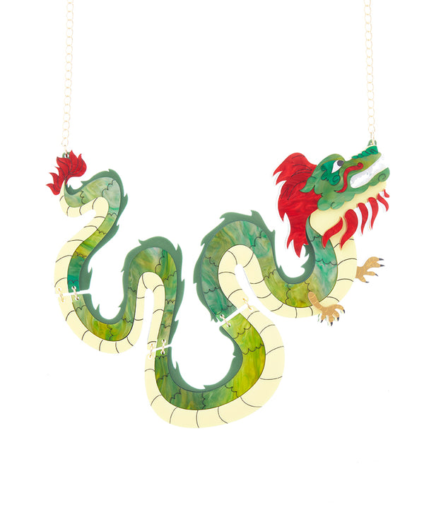 Green Dragon Guardian Spirit Statement Necklace