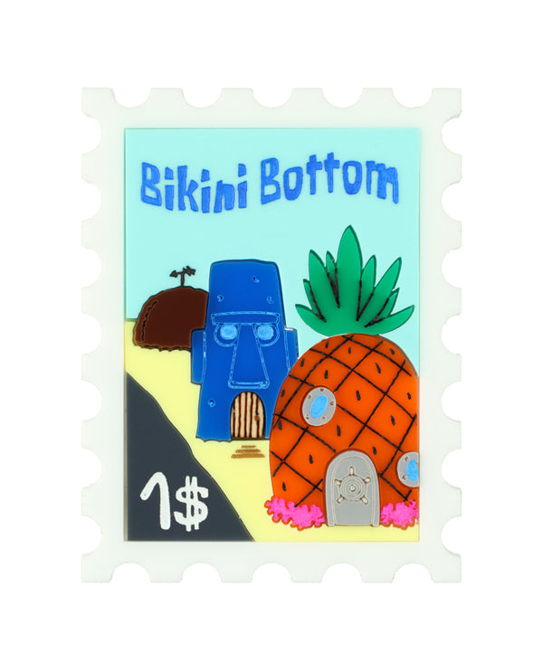 Greetings from Bikini Bottom Stamp Brooch