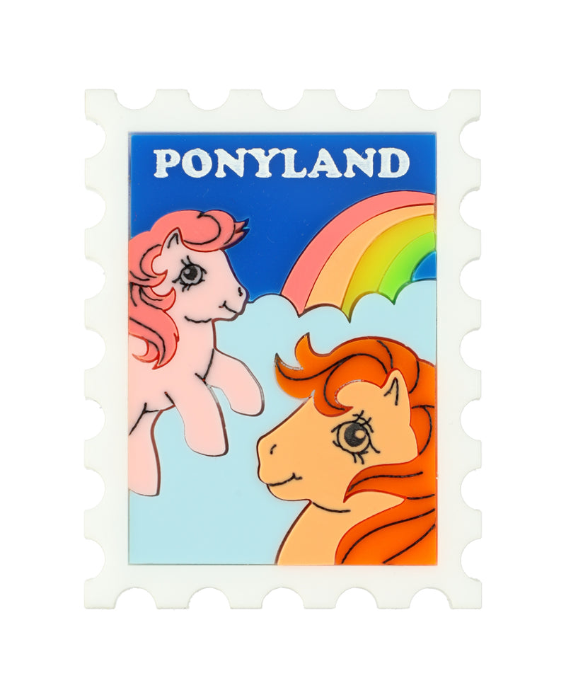 Greetings From Ponyland Stamp Brooch